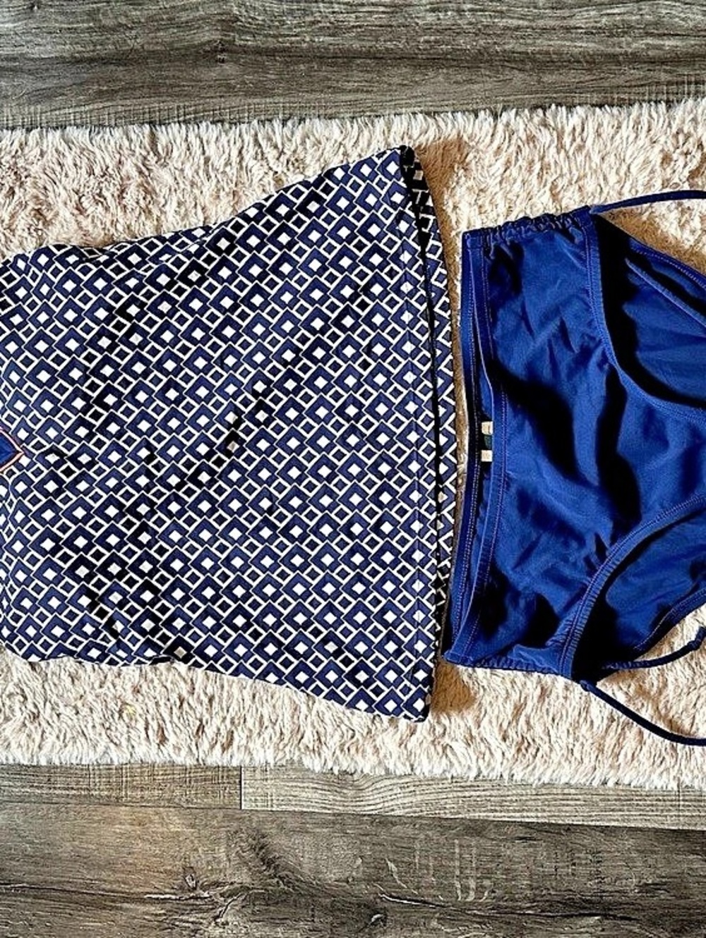 Geometric Blue & White Bikini